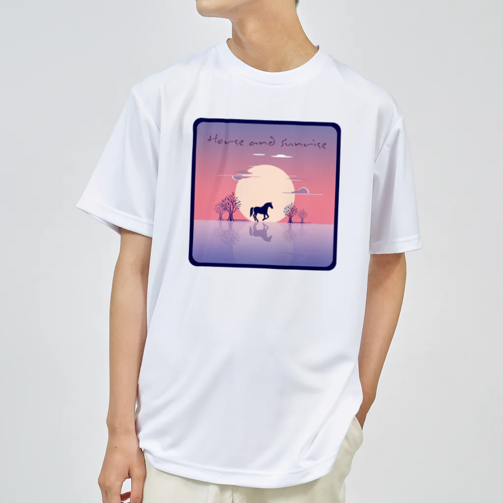 CharmyraのHorse and Sunrise　ladies ドライTシャツ