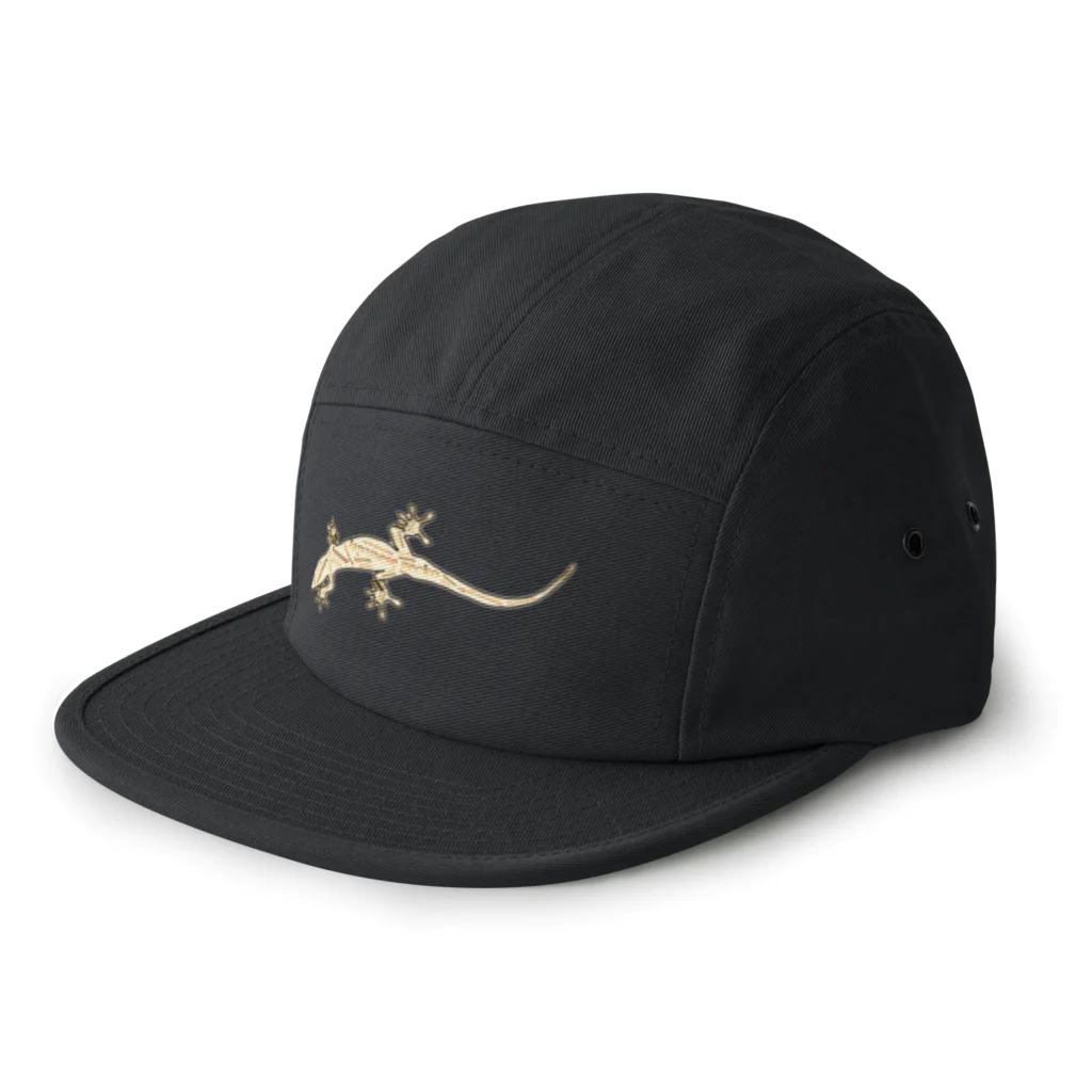 LalaHangeulのJapanese gecko(ニホンヤモリ)　英語デザイン 5 Panel Cap