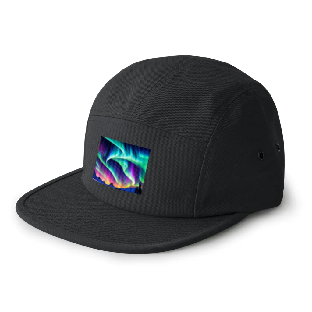 のんびりアート工房の北極のオーロラ 5 Panel Cap