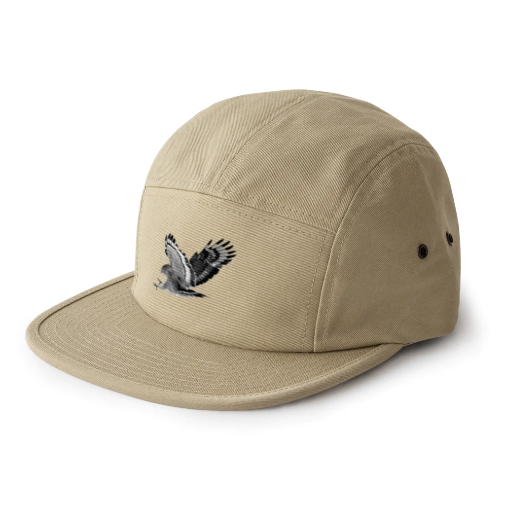 WILDBIRD GOODS SHOPのカンムリワシ・モノクロ 5 Panel Cap