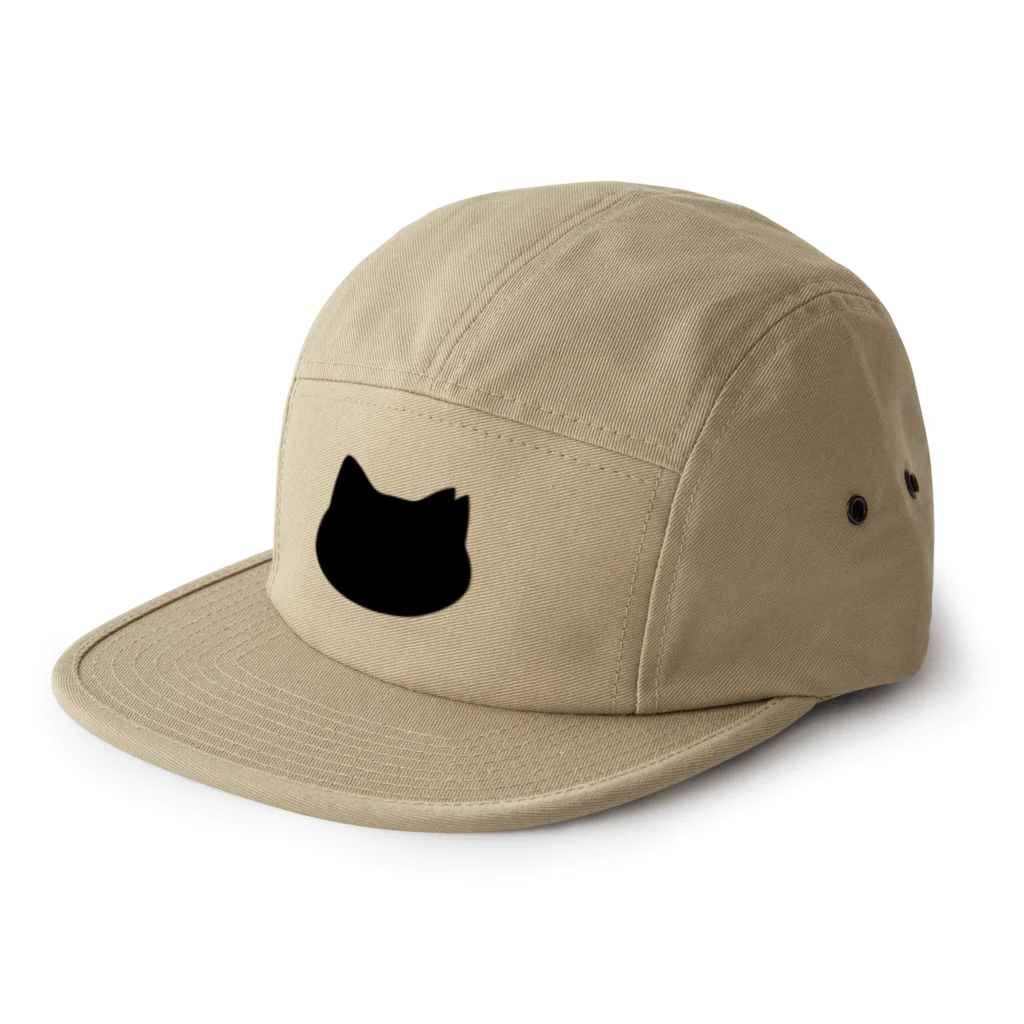 ichinoshopのさくら猫シルエット/ブラック 5 Panel Cap