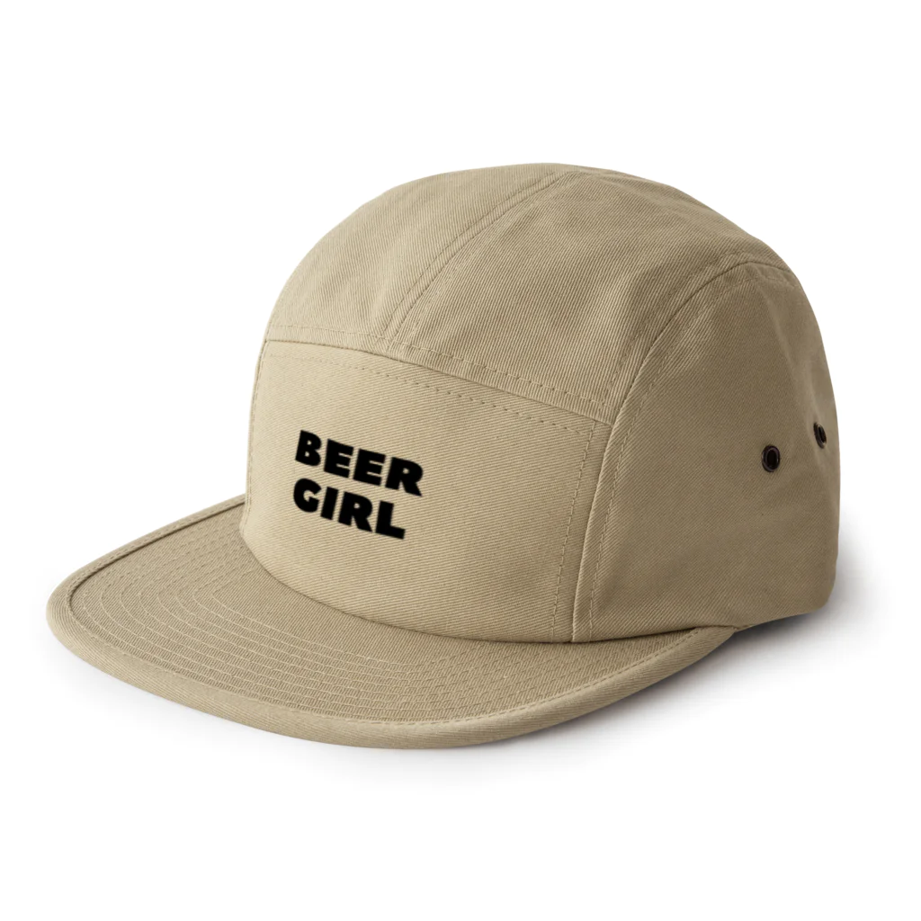 BEERのビールガール_黒字(透過) 5 Panel Cap