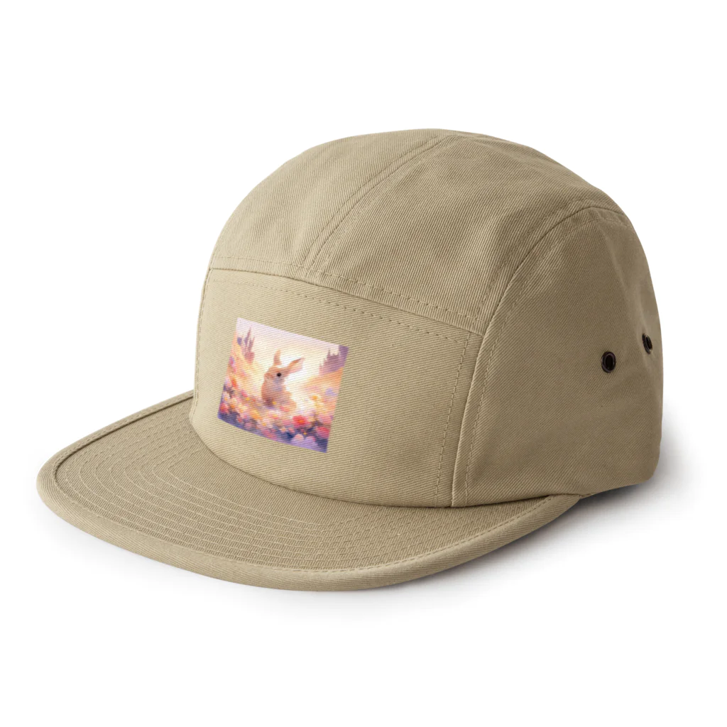 はなうさまほのうさぎとお城｡.:*･ﾟ 5 Panel Cap