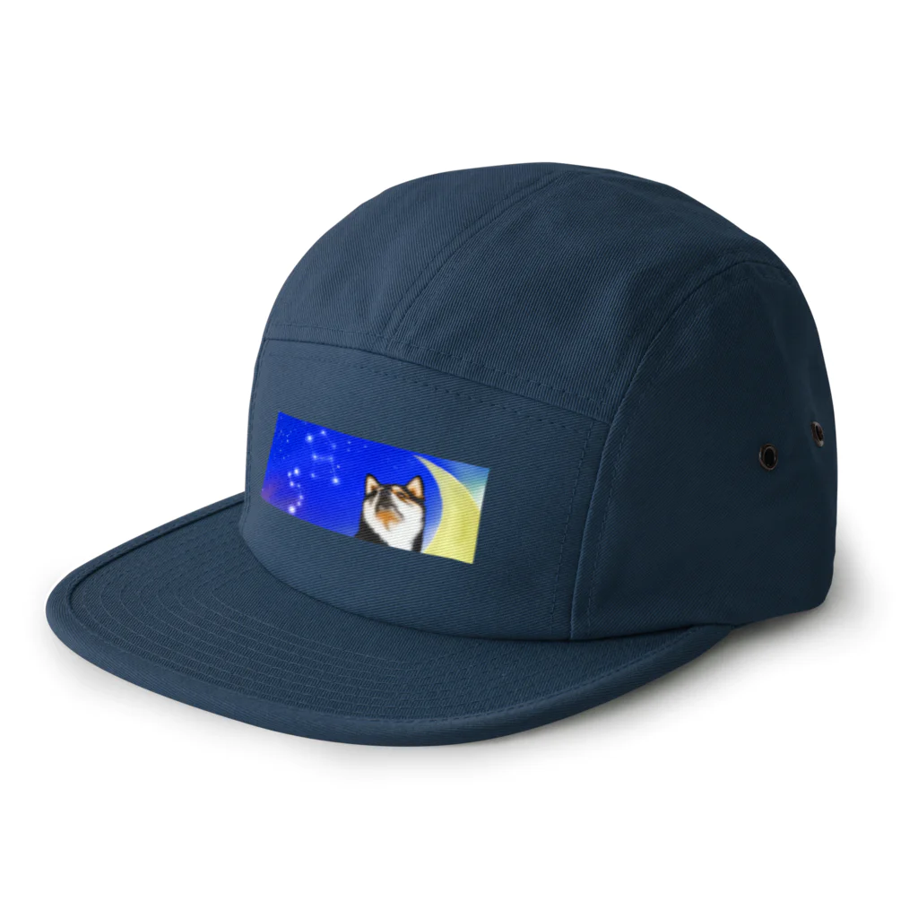 初おばぁばの（黒柴）うちのわんこchanシリーズ　月と星　横長　 5 Panel Cap