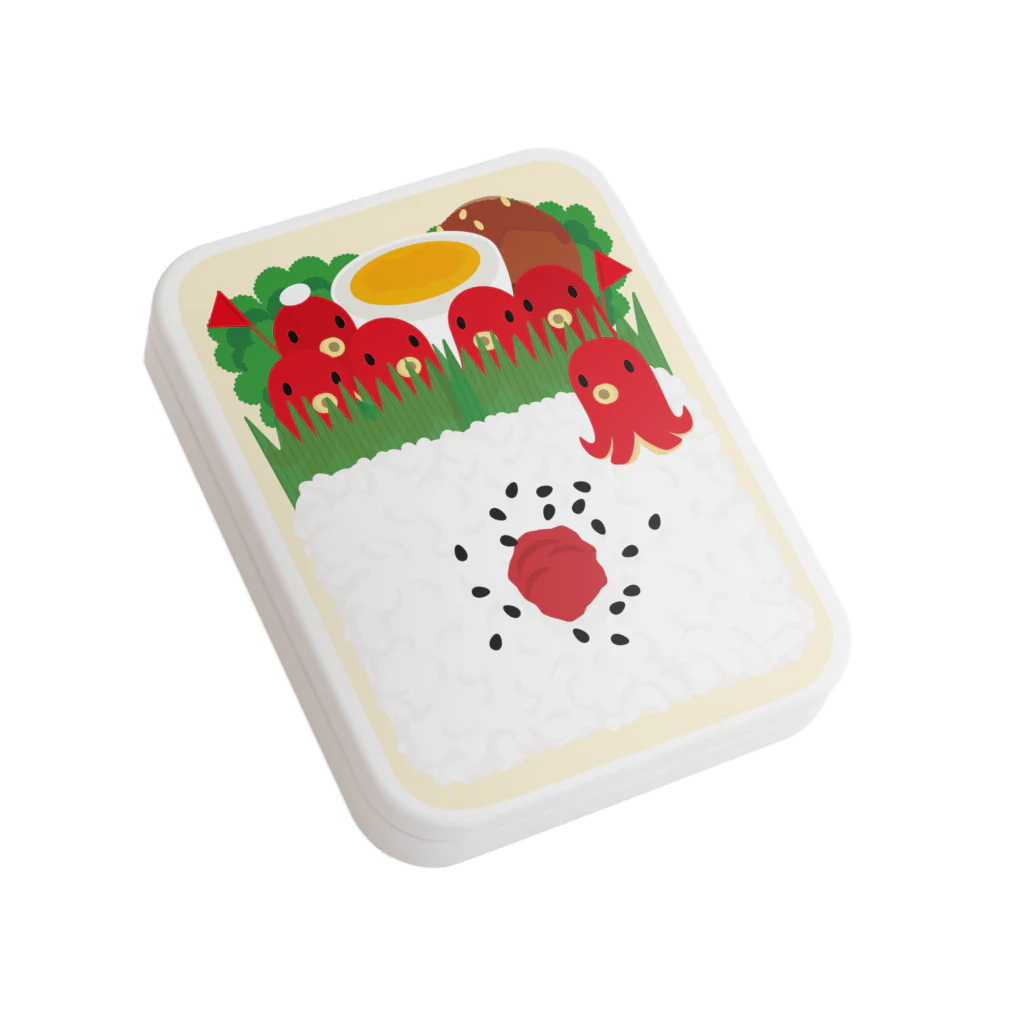 イラスト MONYAAT のお弁当の時間です たこさんwinなーのお弁当　梅干チャレンジ Flat Tin Case