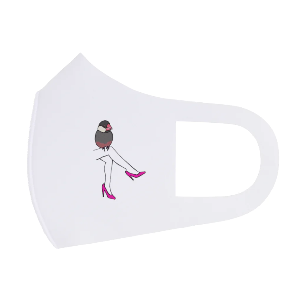 ポップコーンジャンプの足のり文鳥さん フルグラフィックマスク