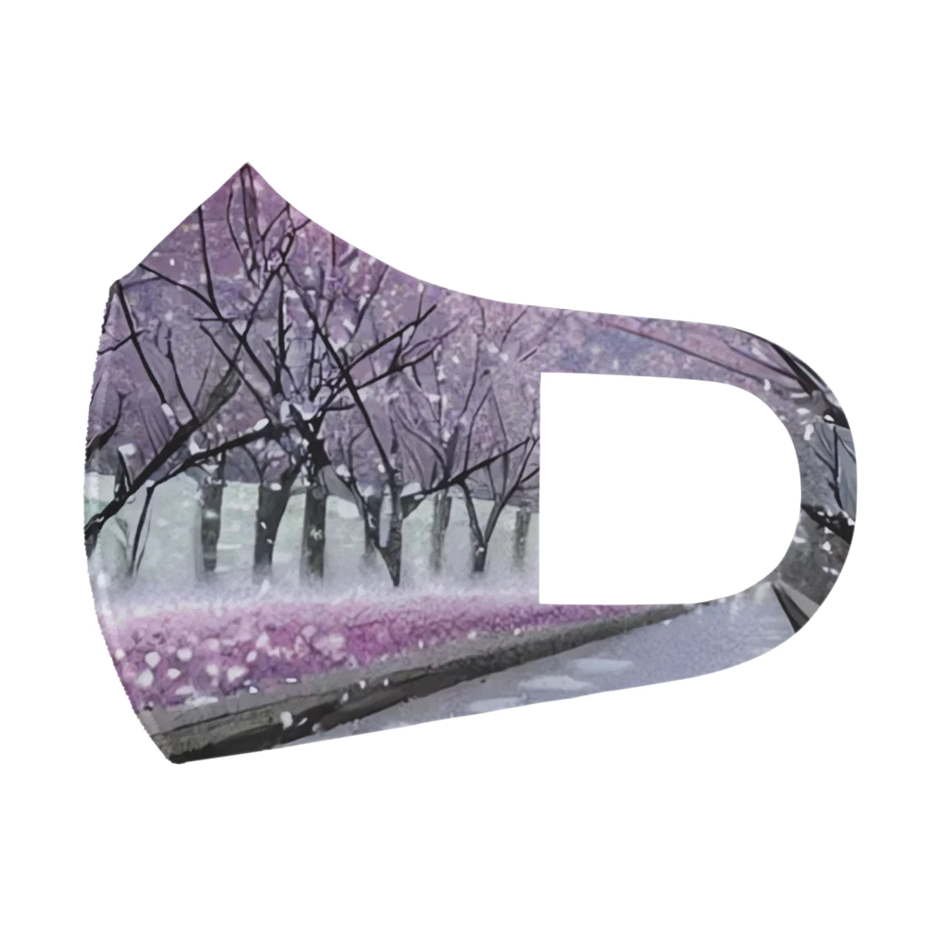 Yossy's Item Factoryの夜の桜並木に雪 フルグラフィックマスク
