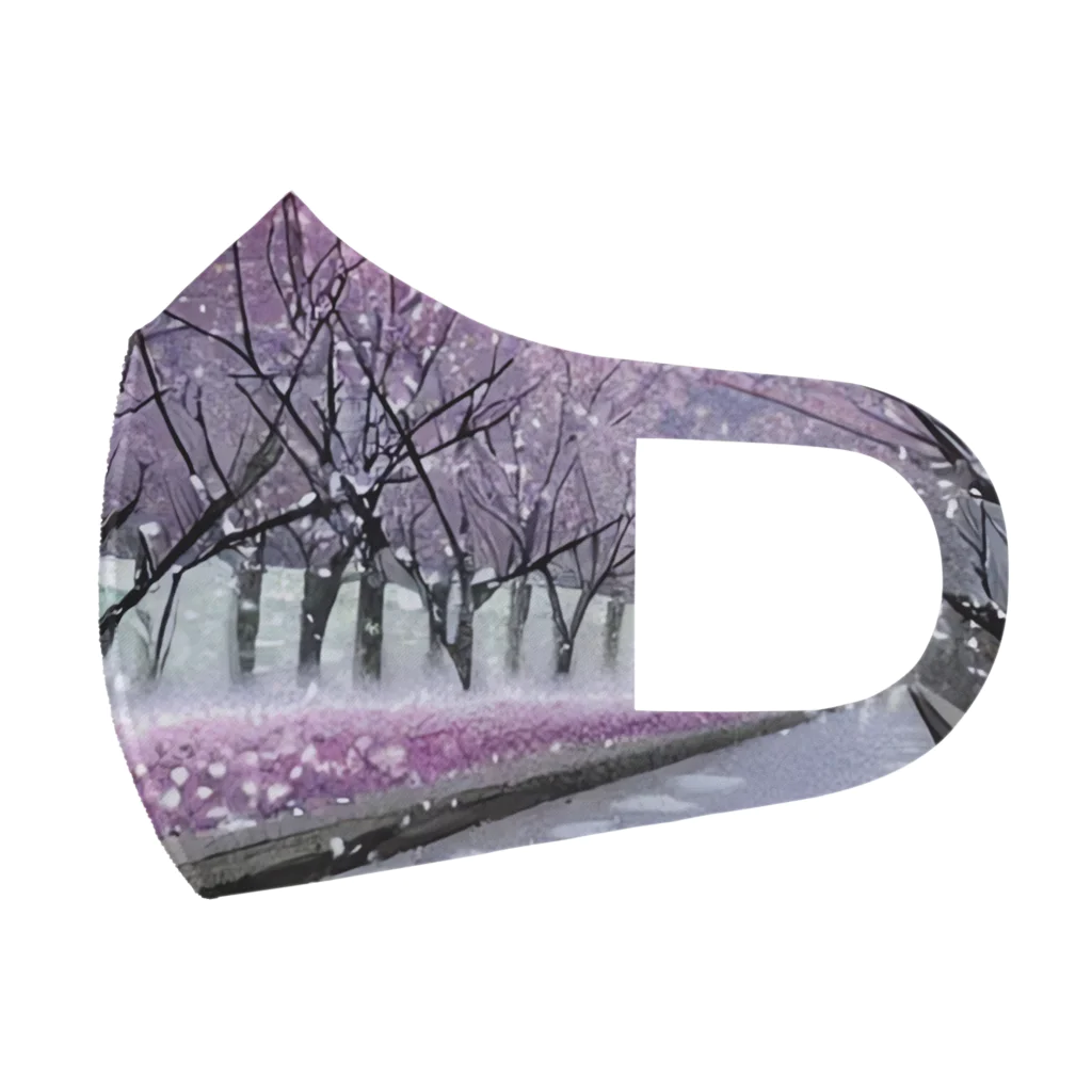 Yossy's Item Factoryの夜の桜並木に雪 Face Mask