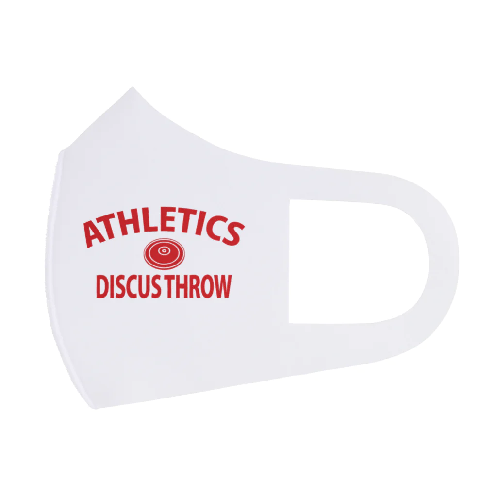 sports_tower スポーツタワーの円盤投げ・赤・陸上競技・えんばんなげ・グッズ・イラスト・Tシャツ・Discus Throw・飛距離・男子・女子・かっこいい・かわいい・選手・有力・確実・候補・部活・有望・応援・精神力・集中力・メダル フルグラフィックマスク