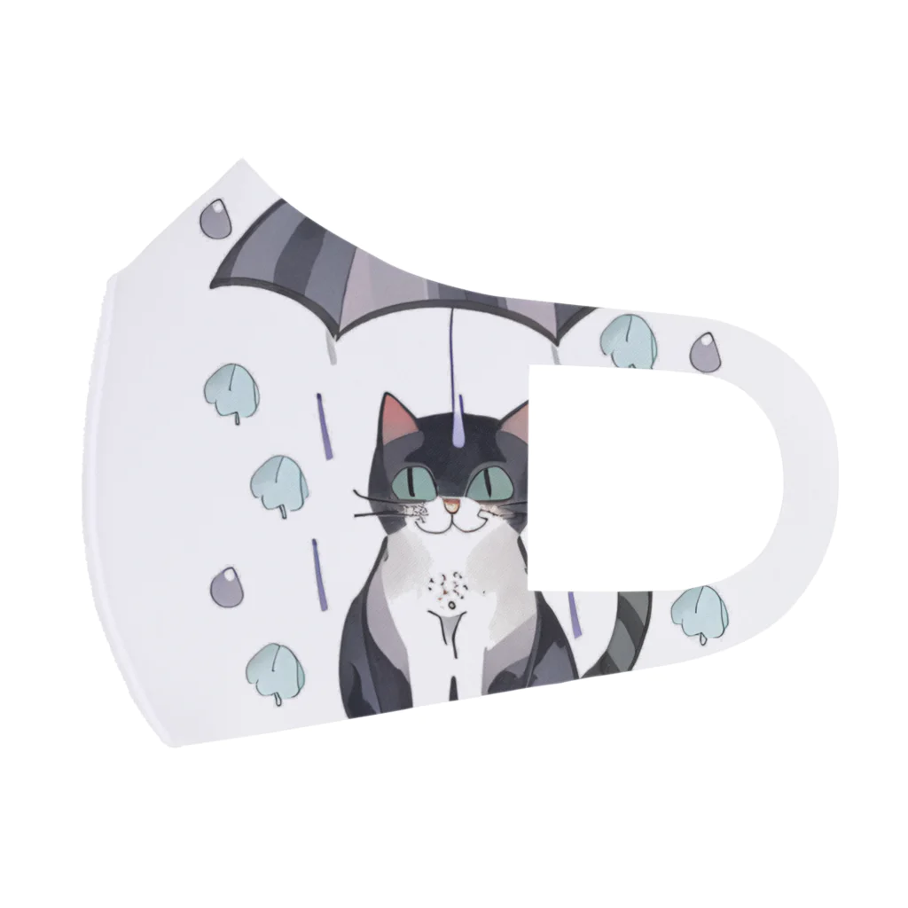 gatto solitario(物寂しげな猫)の雨に打たれる猫 フルグラフィックマスク