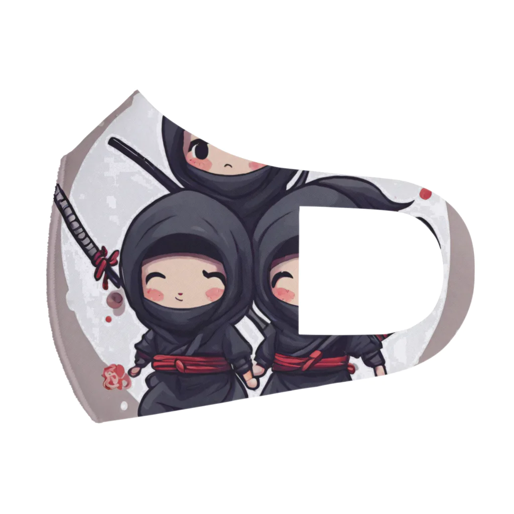 ニンニン忍者パンの可愛らしい二頭身の忍者イラスト フルグラフィックマスク