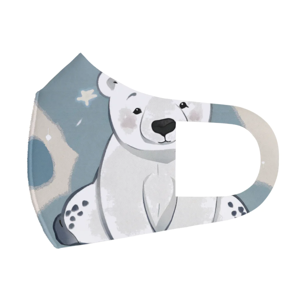 Blue: ユニークな雑貨の宝庫の癒やし効果抜群の白熊ちゃん フルグラフィックマスク