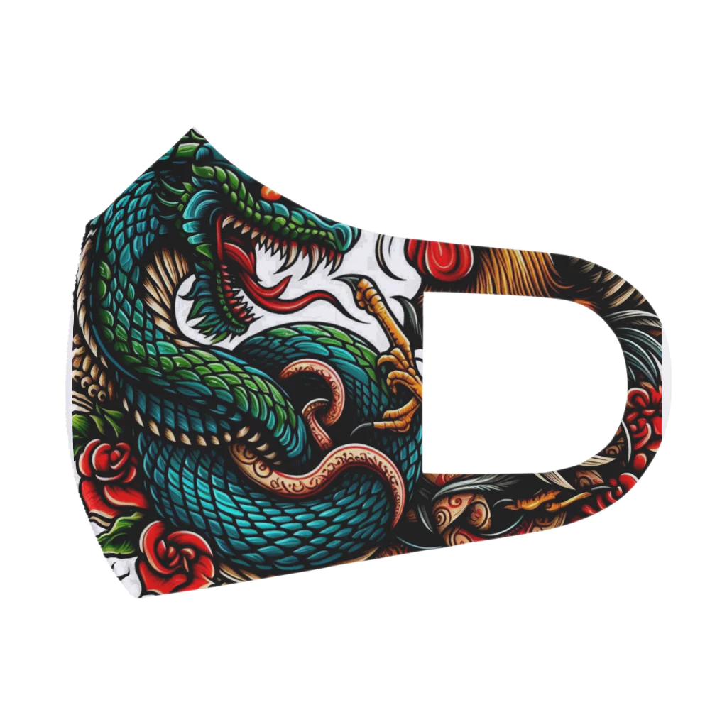 mitsu_tattooの鶏と蛇の喧嘩 フルグラフィックマスク