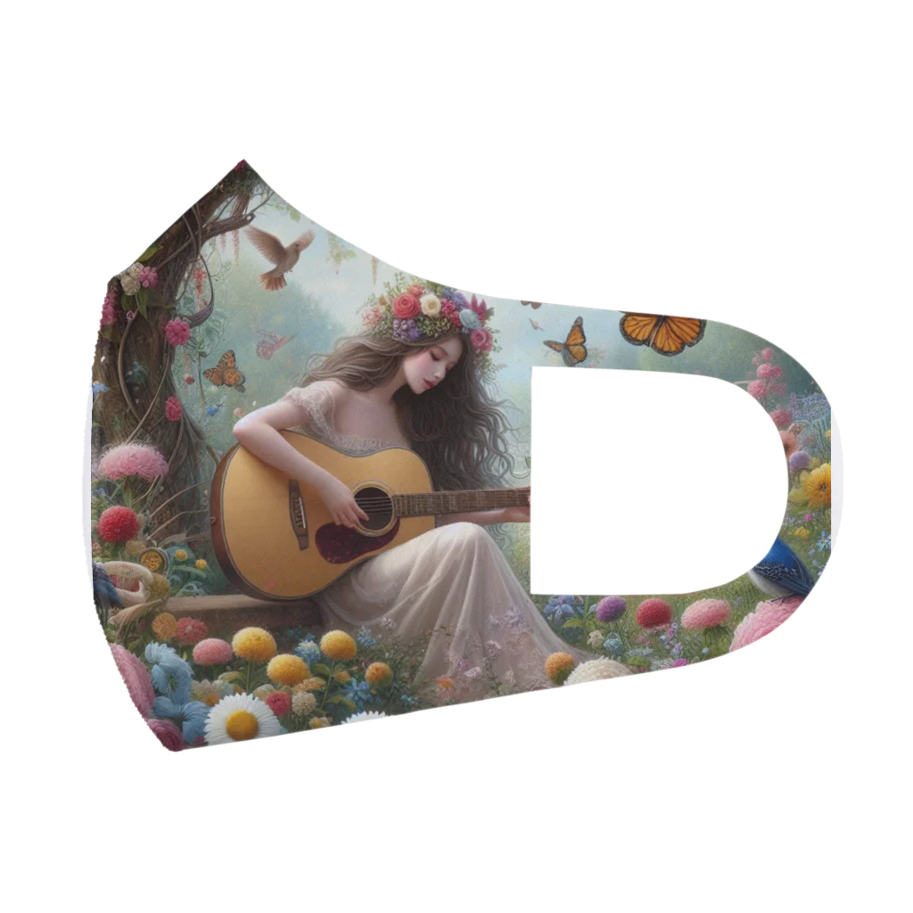 Lovers-chapelのギターを弾く美しい女性 Face Mask