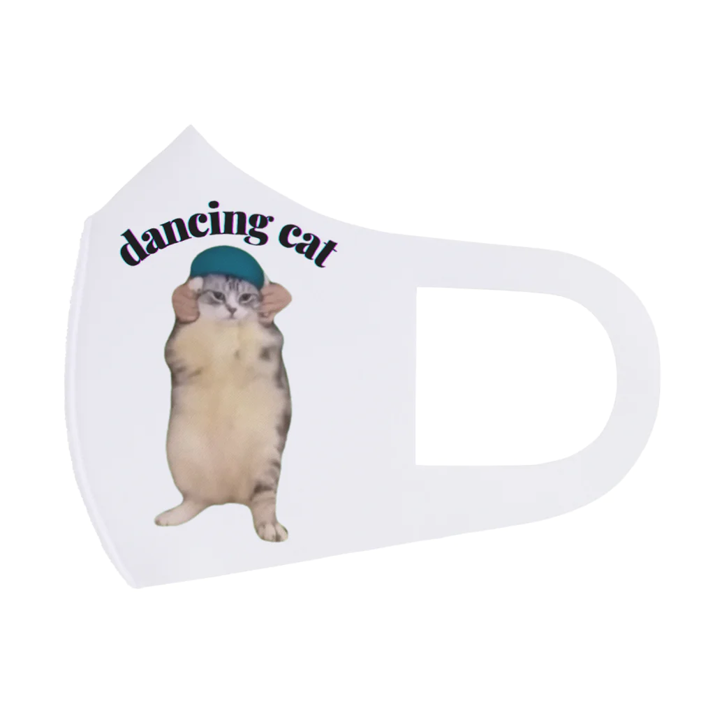 猫ミームグッズの【猫ミーム】ダンシングキャット（文字入り） フルグラフィックマスク