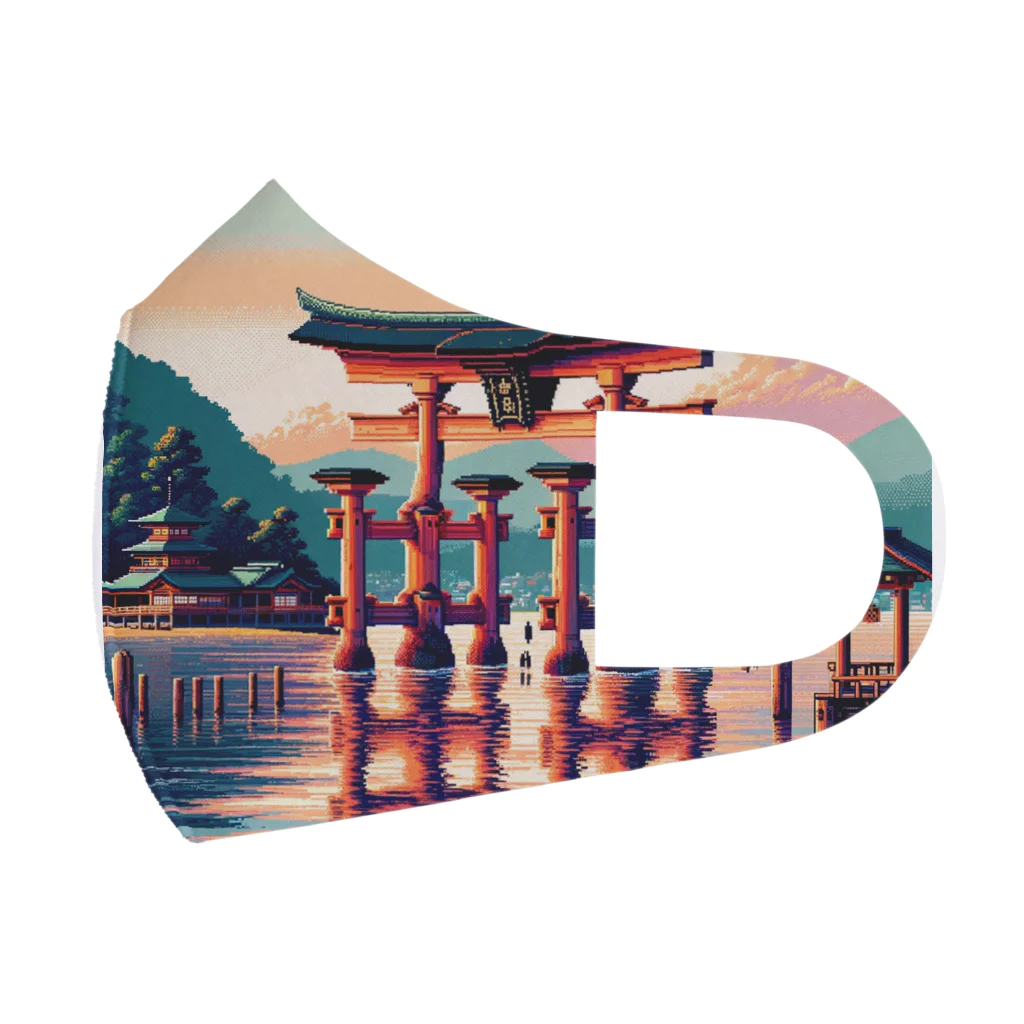 Pixel Art Goodsの厳島神社（pixel art） Face Mask