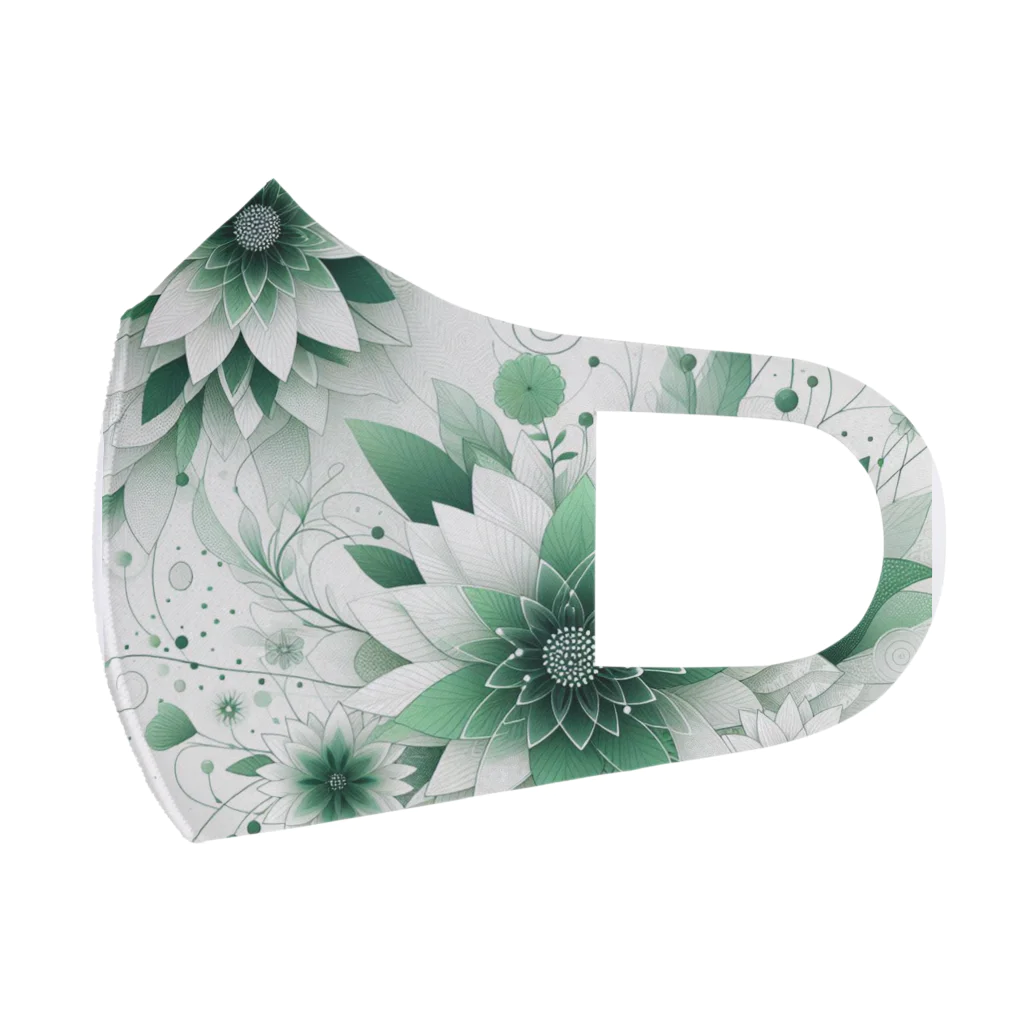 アミュペンの数学的なデザインを持つ緑と白の花 Face Mask