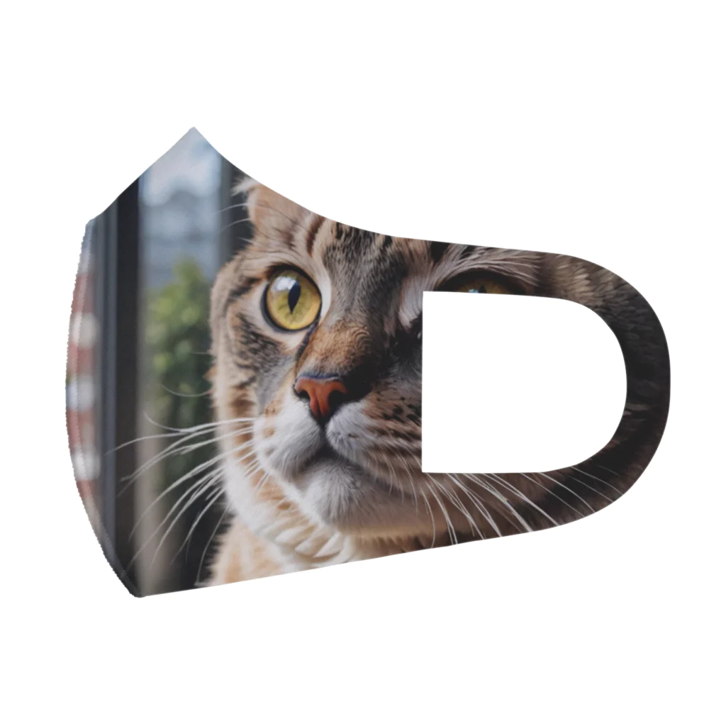 akatonbo1240の飼い主と愛情深いコミュニケーションを楽しむかわいいネコの姿🐱 フルグラフィックマスク