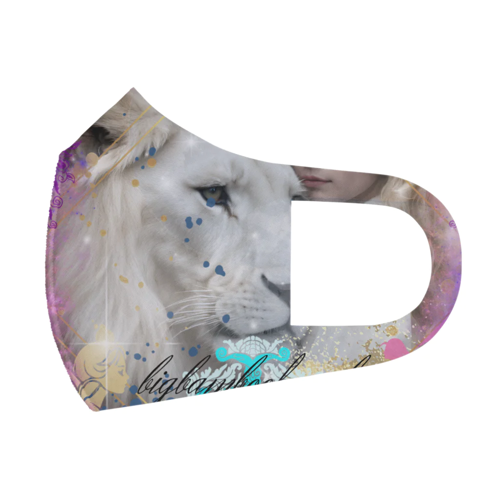 bigbamboofamilyの白いライオンと少女 フルグラフィックマスク