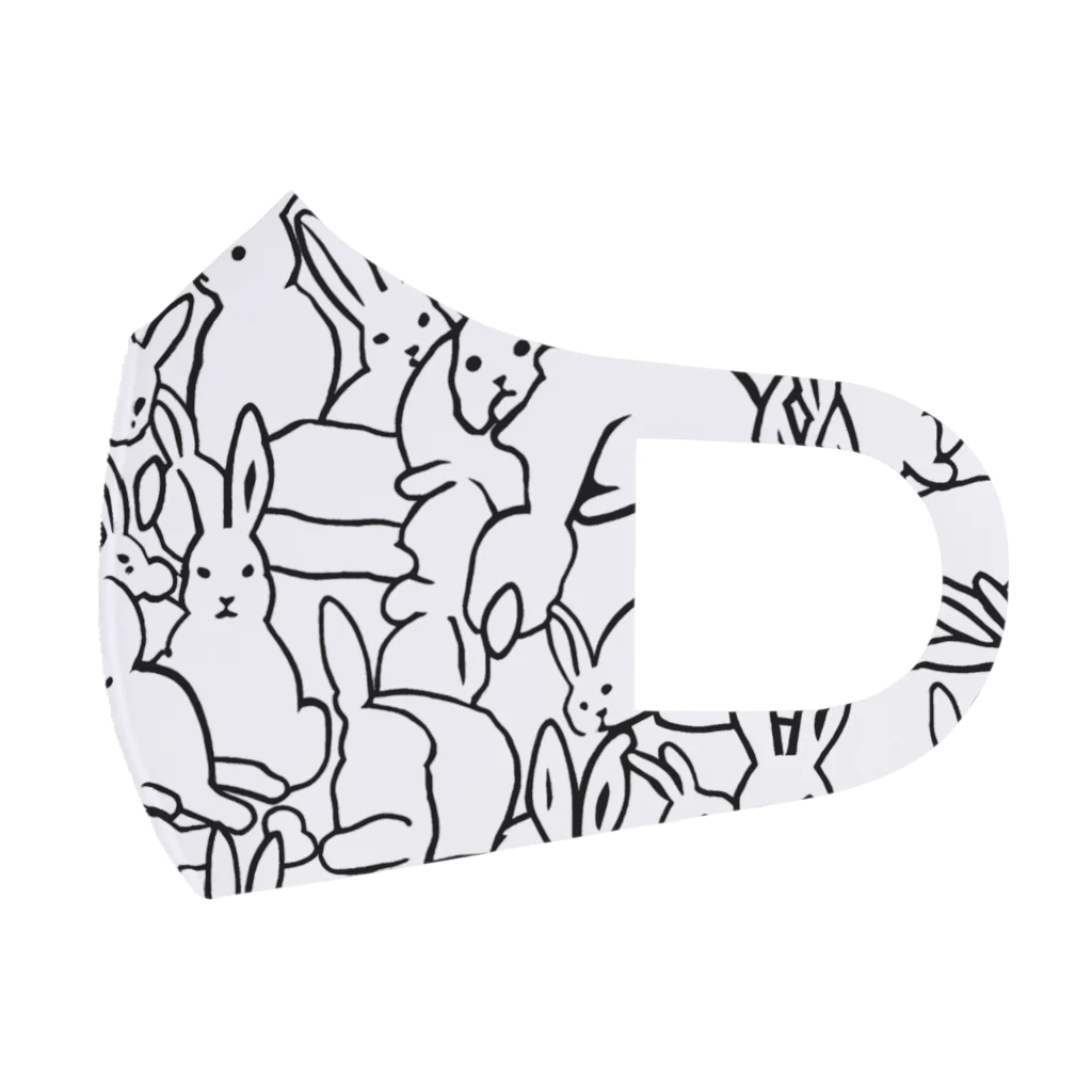 ⚪︎⚫︎❁ 茄子と菊 ❁⚫︎⚪︎の下手くそなウサギがいっぱい フルグラフィックマスク