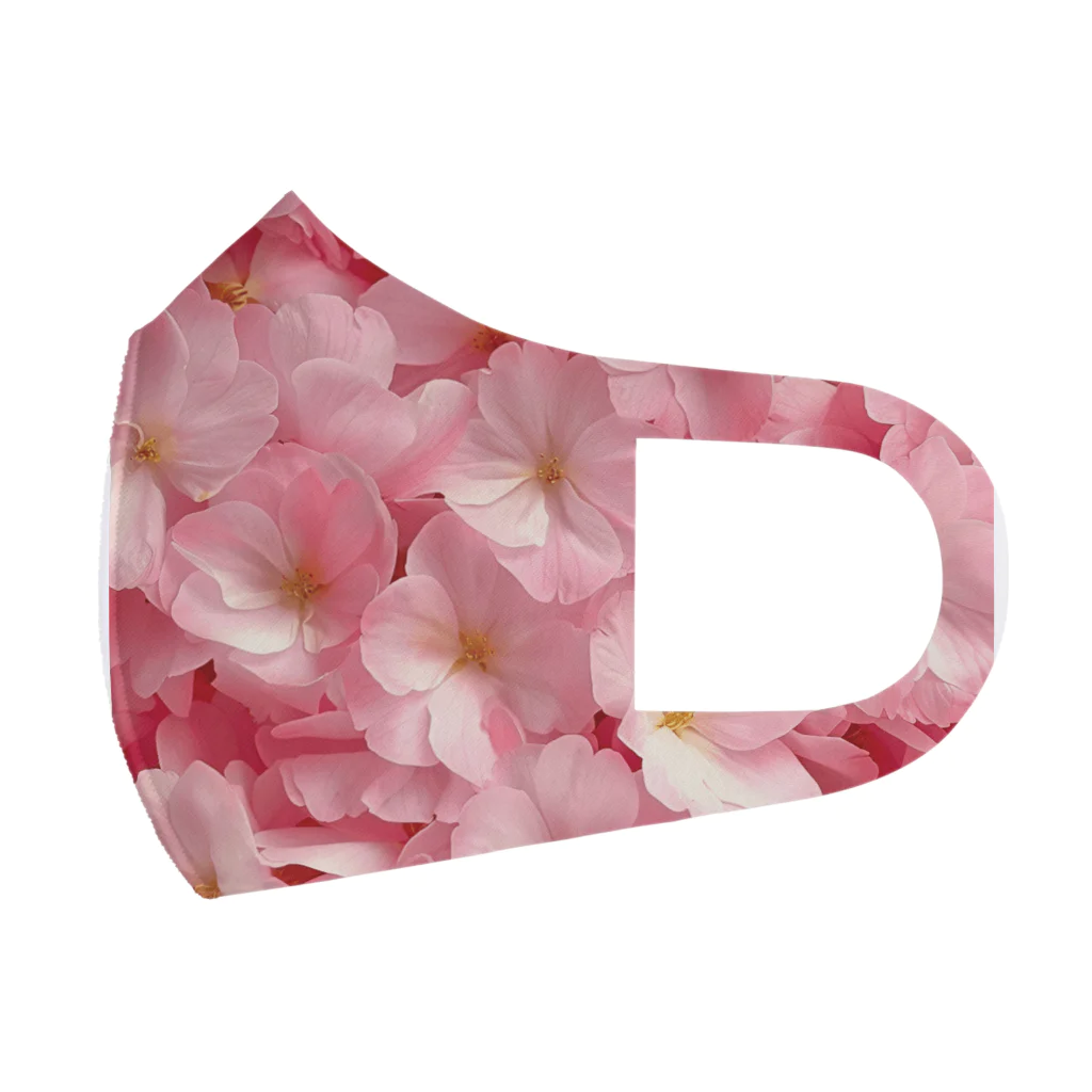 オンラインショップイエローリーフのピンクの花　鮮やか Face Mask