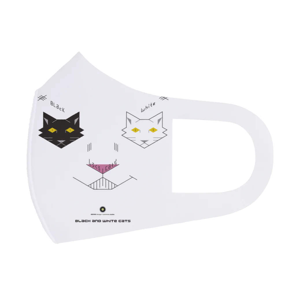 関野絡繰堂の白黒猫ニヤリ2015 フルグラフィックマスク
