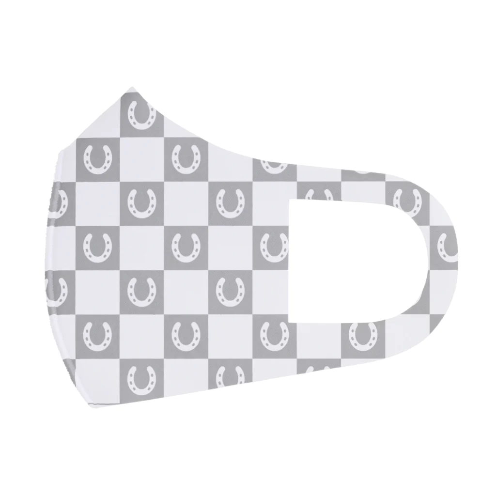 モノツクルヒト　Fuku～ふく～の蹄鉄市松模様 白 フルグラフィックマスク