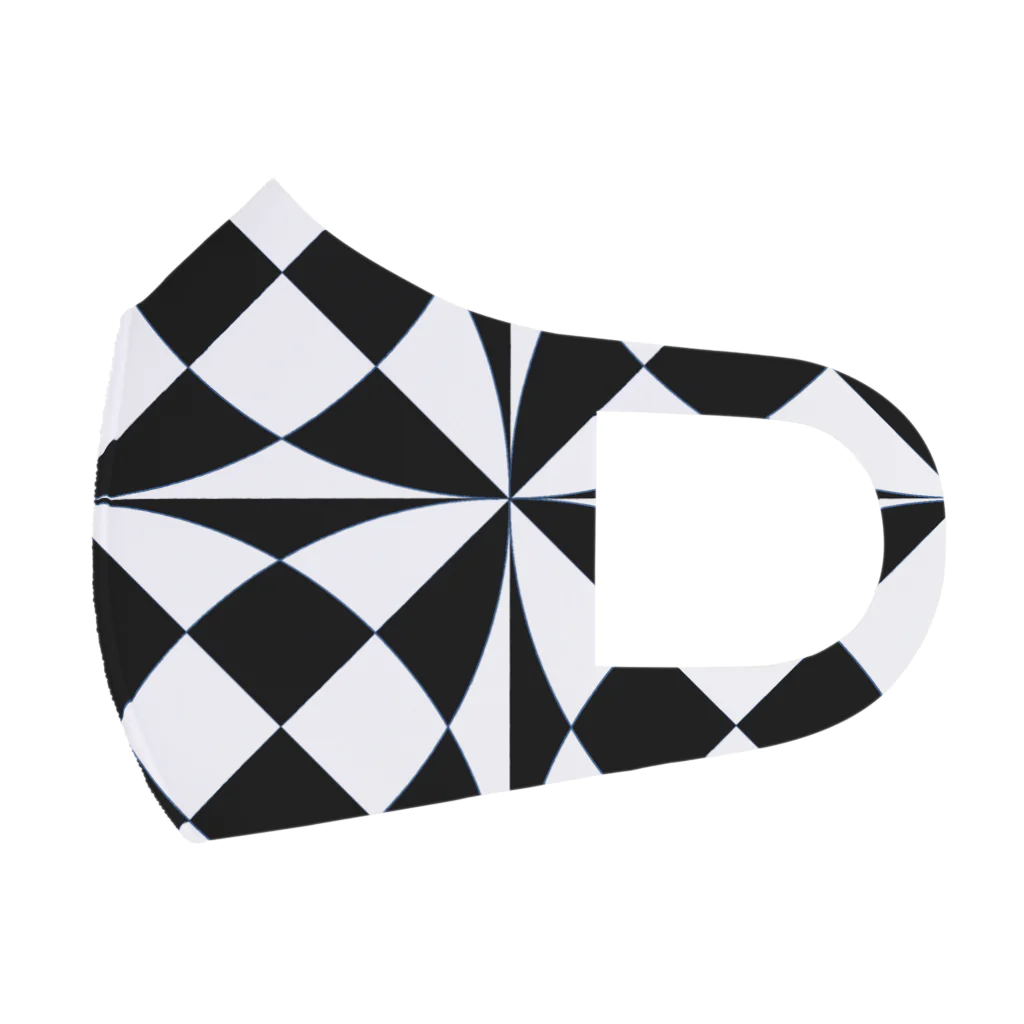 綺麗何学模様のブラック×ホワイト フルグラフィックマスク