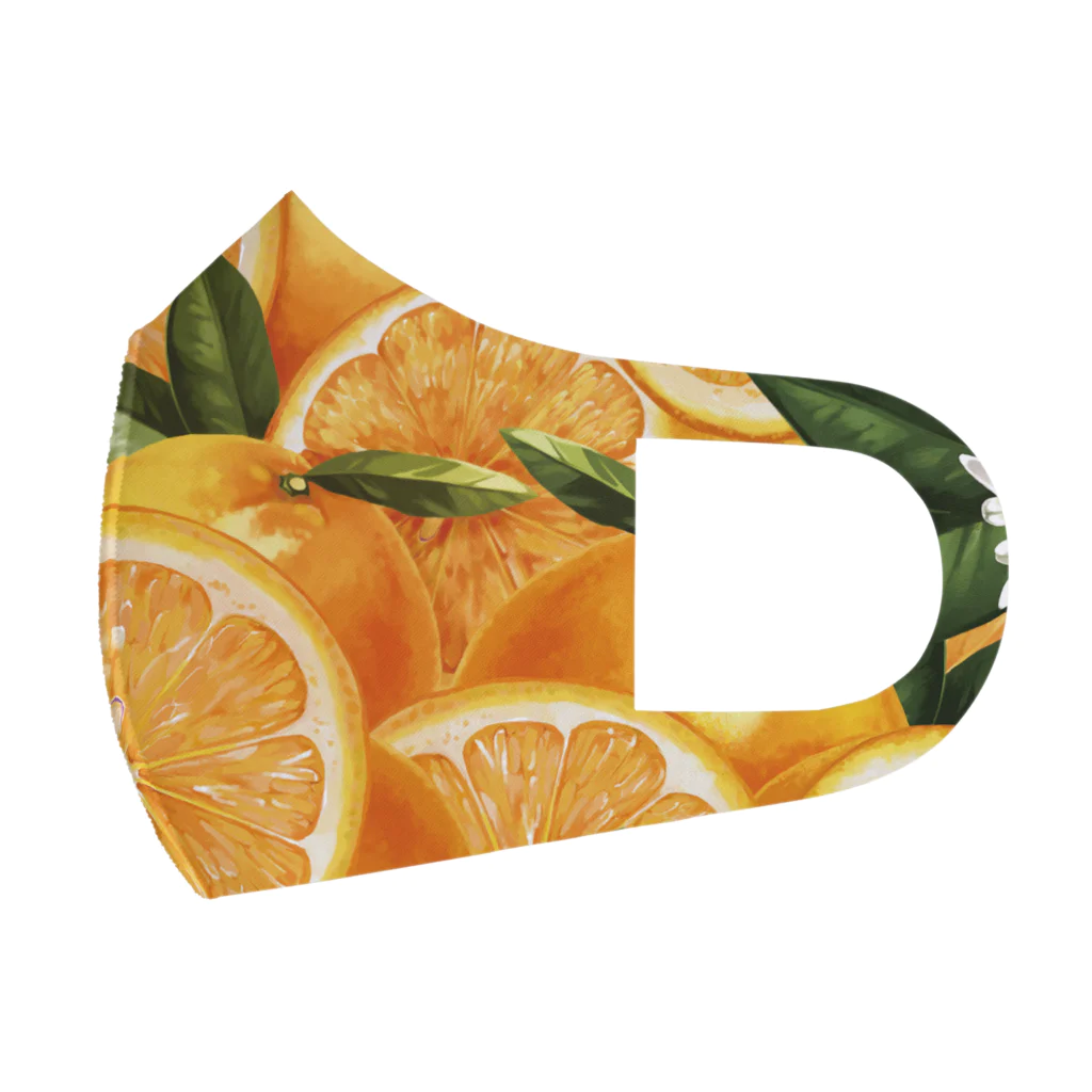 カワウソとフルーツの【forseason】オレンジ フルグラフィックマスク