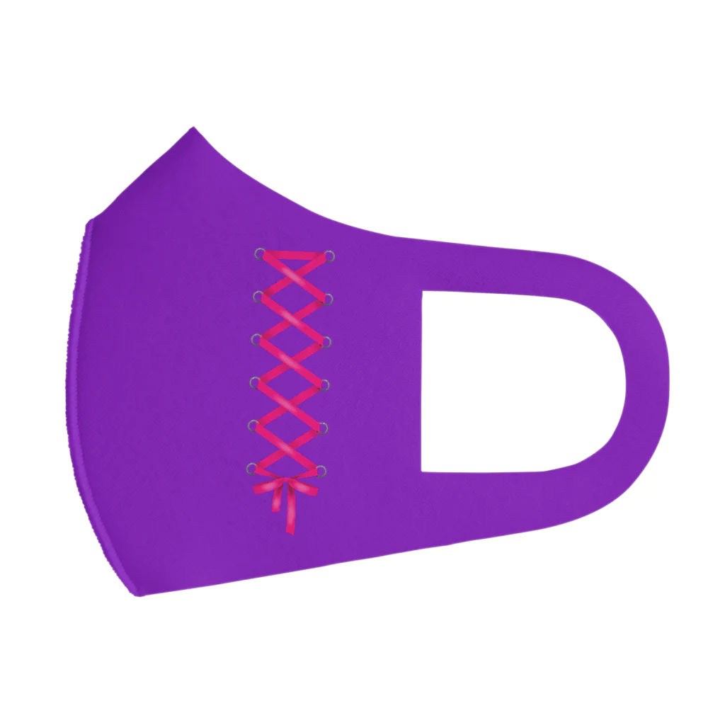 薄旅さなぎのコルセットリボン ショッキングピンク×紫 フルグラフィックマスク