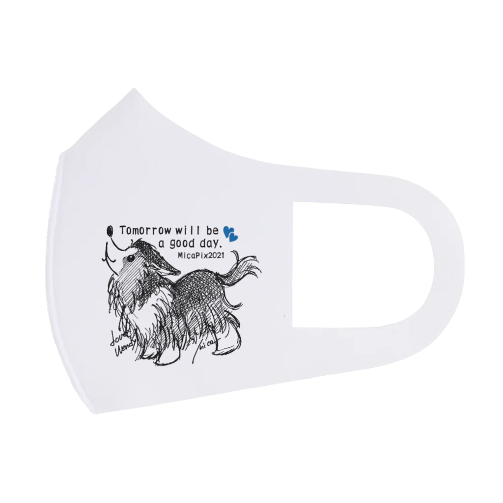 MicaPix/SUZURI店のブルーハートのマスク（シェルティ） フルグラフィックマスク
