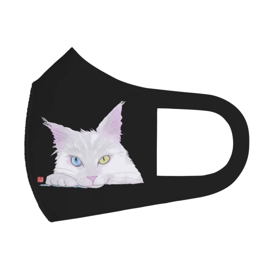 Crazy❤︎for Maincoon 猫🐈‍⬛Love メインクーンに夢中のWhite メインクーン フルグラフィックマスク