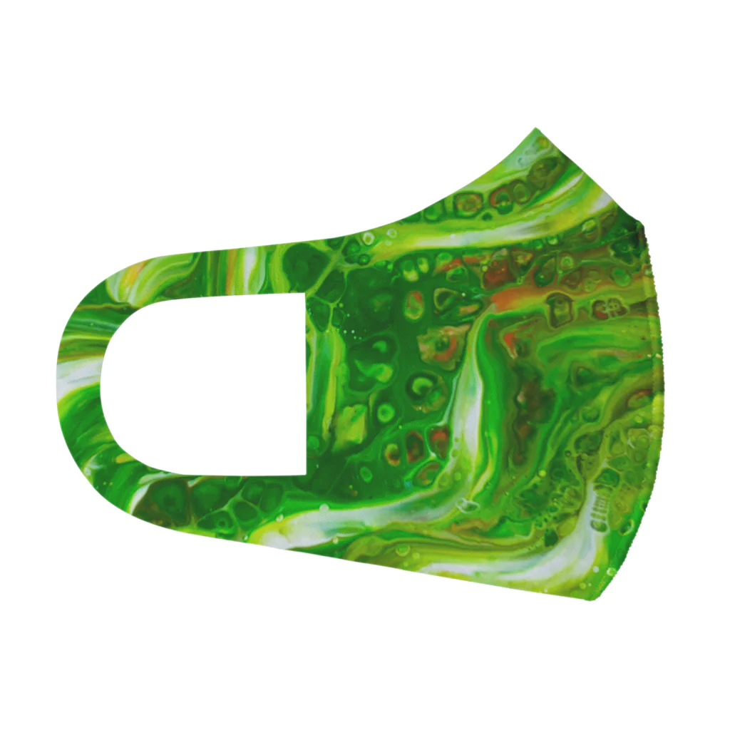 luontoiroのウェーブ　緑 フルグラフィックマスク
