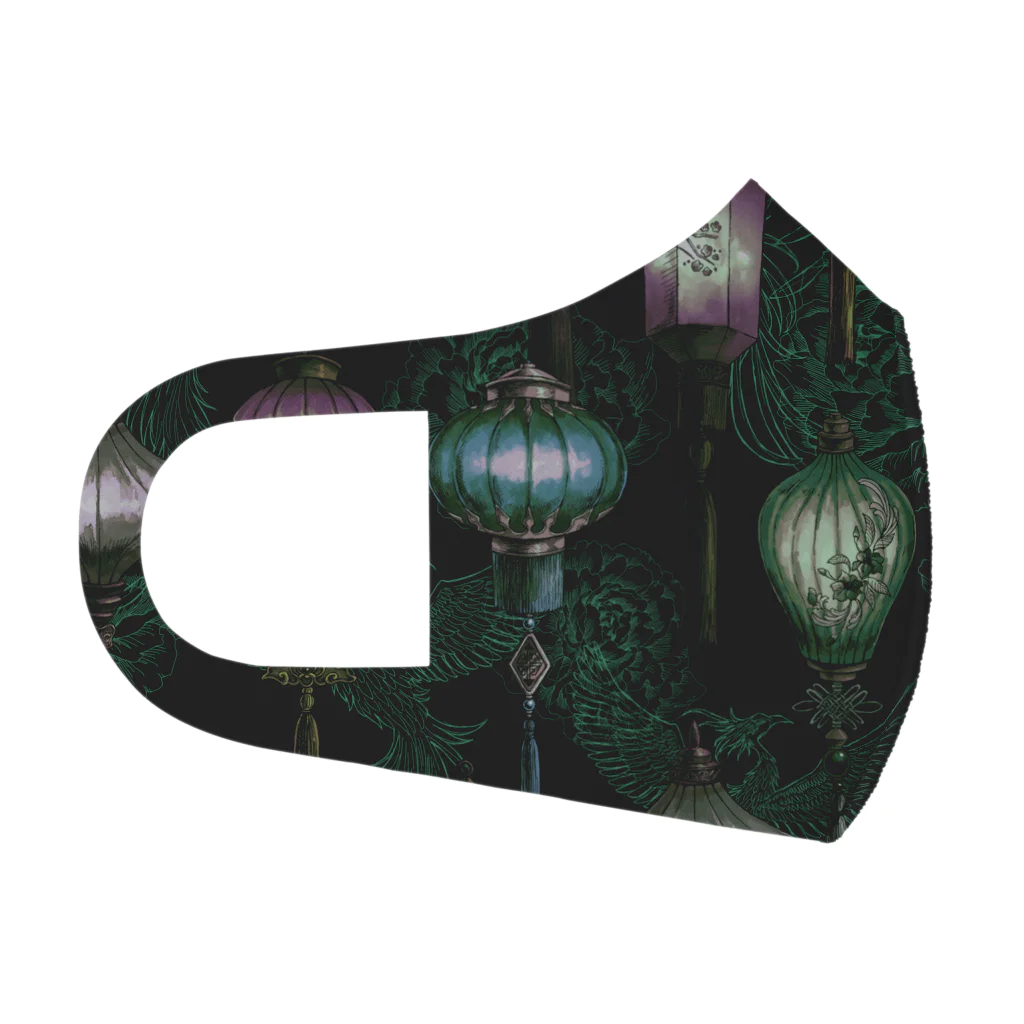 DXMOUVE(ドゥモーヴェ)の花鳥提灯柄BL フルグラフィックマスク
