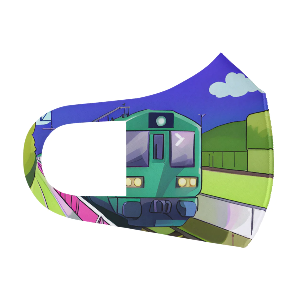Yokaze_8の緑色の電車 フルグラフィックマスク