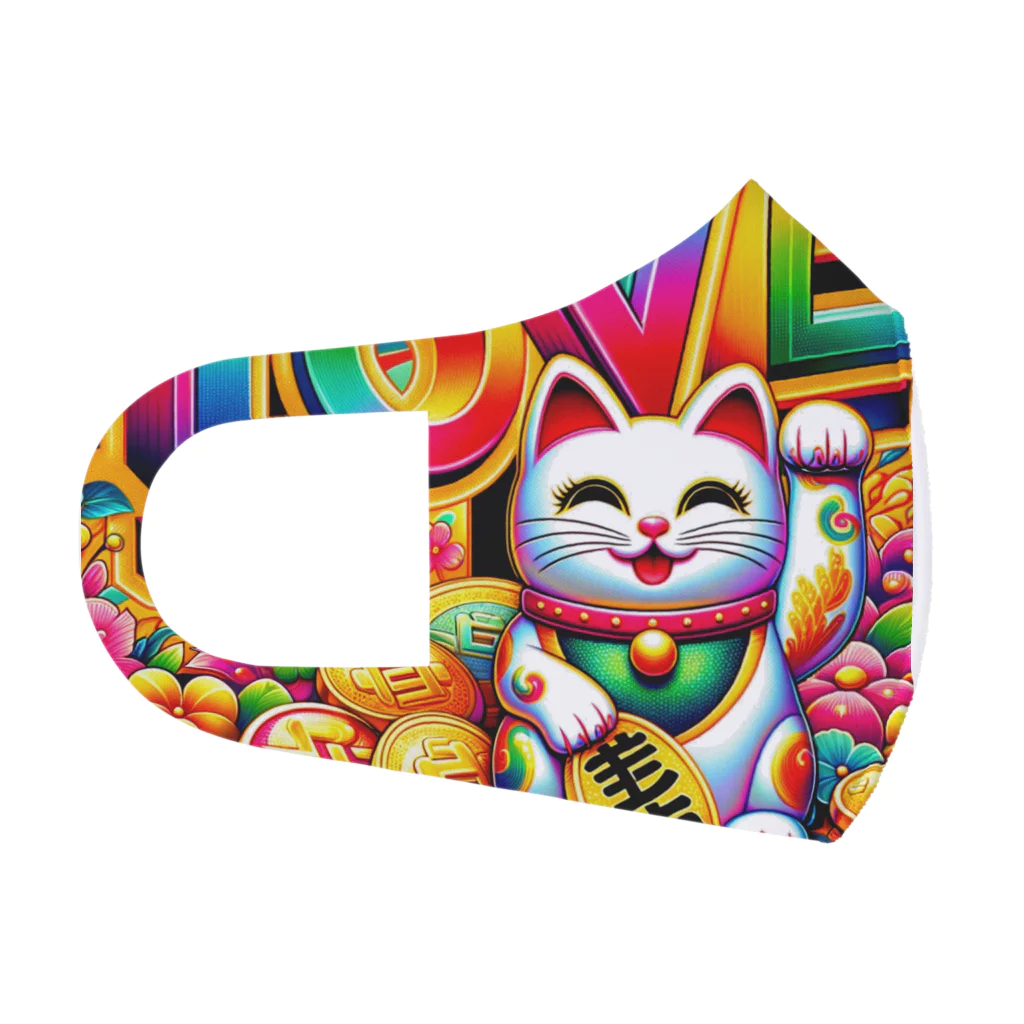 DesignDreamerの光輝く福招き猫 Face Mask