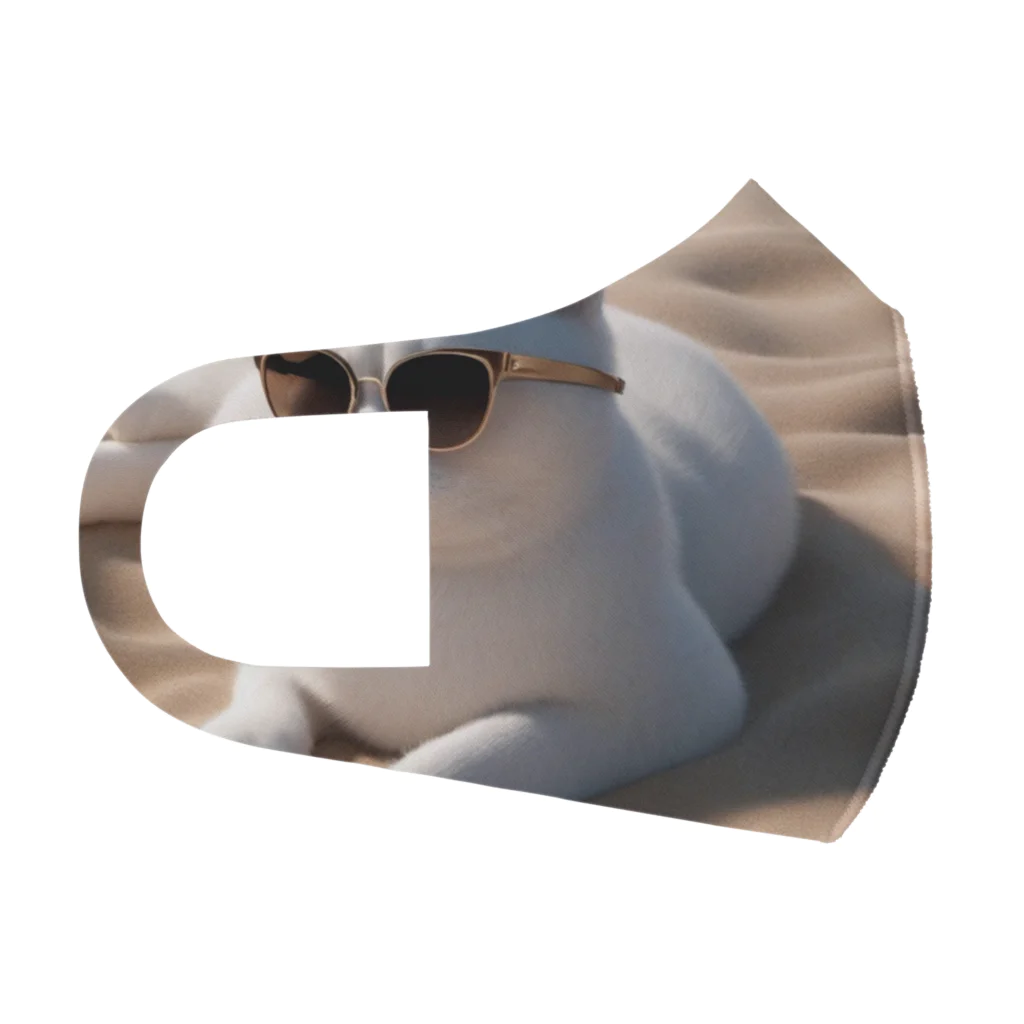 ryusky_333のビーチで波の音を聴きながらサングラスをかけた猫 フルグラフィックマスク