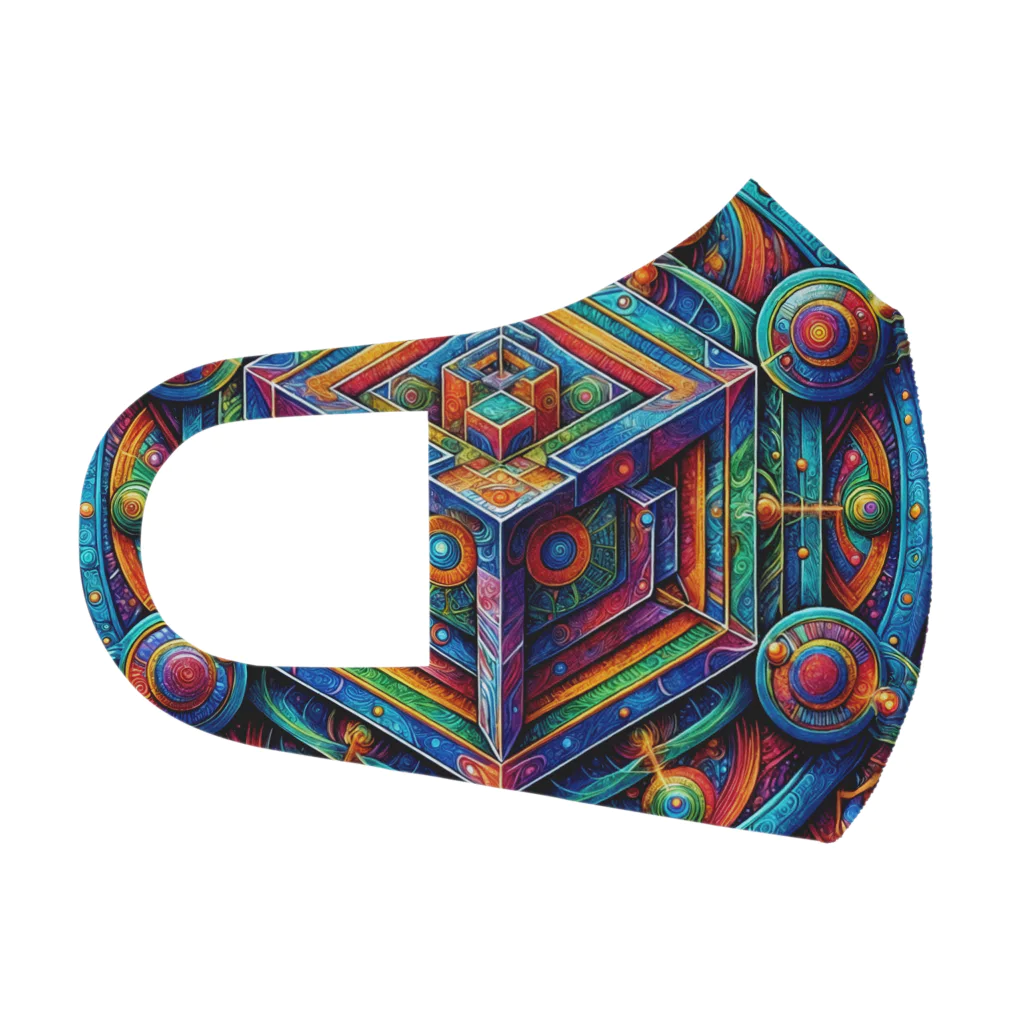 トトベス(T∴B∴M∴)⚡️のフラクタル超次元立方体〈神の家〉🏠サイケデリックタリスマン フルグラフィックマスク