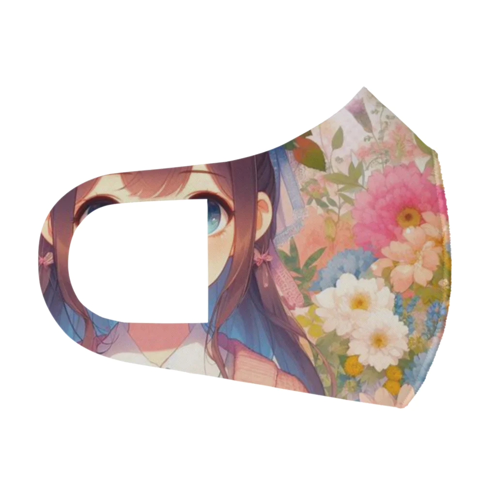 ピクセルパレットの可愛い女の子とお花10 Face Mask