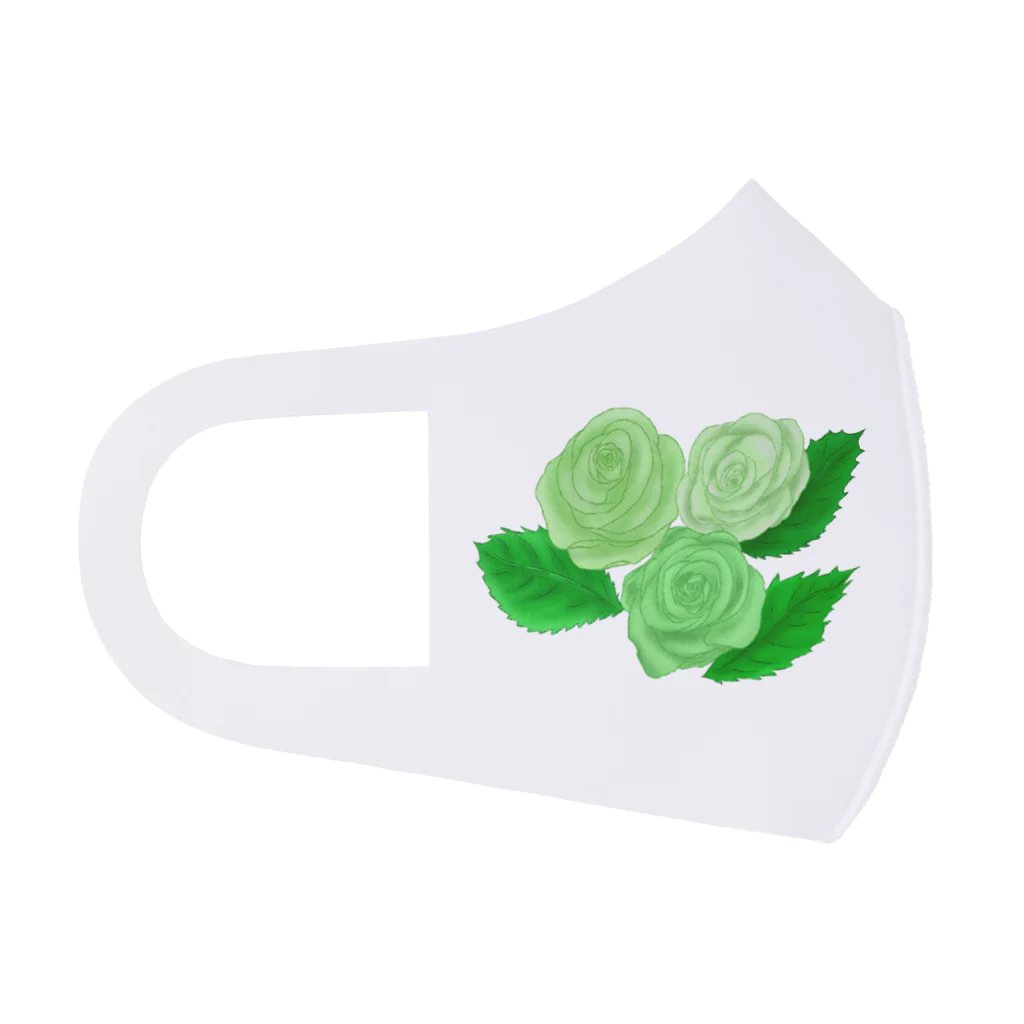 Lily bird（リリーバード）の緑のバラ3輪 輪郭緑色 フルグラフィックマスク