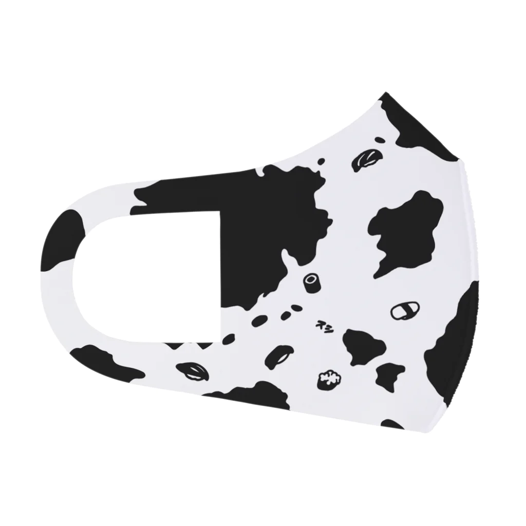 9bdesignのS-USHI ウスシ 鮨の牛柄｜黒×白 オトナ｜マスク フルグラフィックマスク