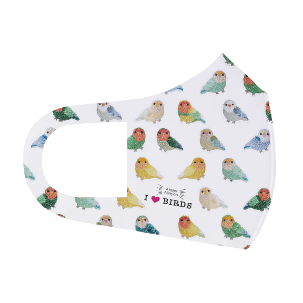 アトリエアリニャンのI love birds Face Mask