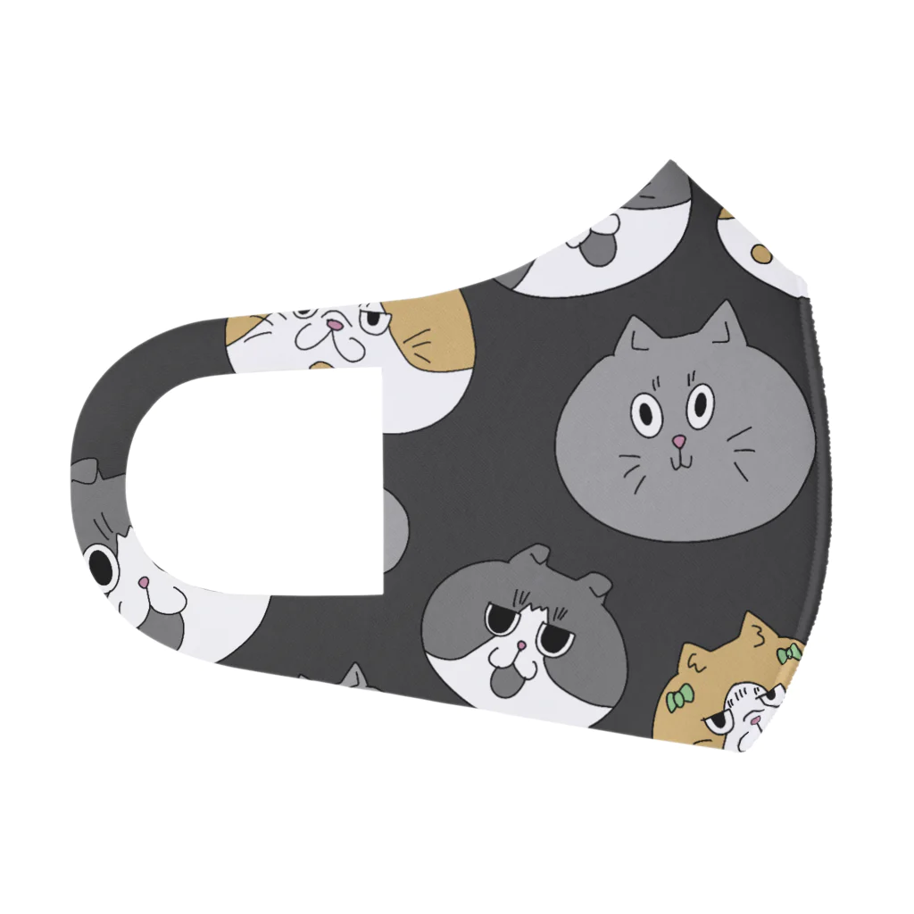 ねこネコ猫cat. 偉人∞のマスク黒 フルグラフィックマスク