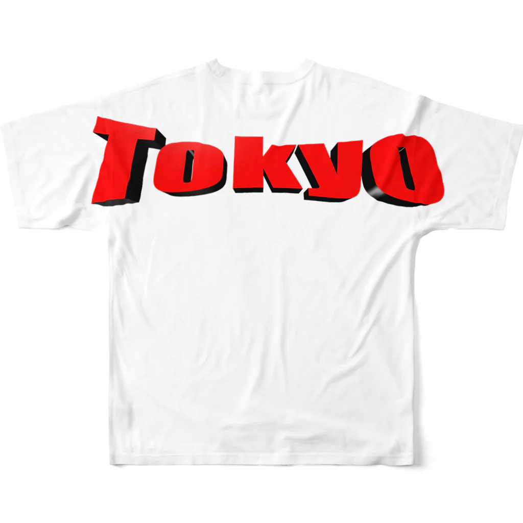 ハクのTシャツ屋のカタカナ高尾山(赤) All-Over Print T-Shirt :back