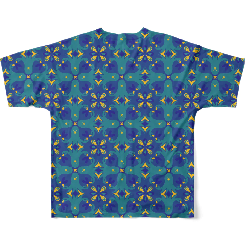 tettetextileのTako tile_blue All-Over Print T-Shirt :back