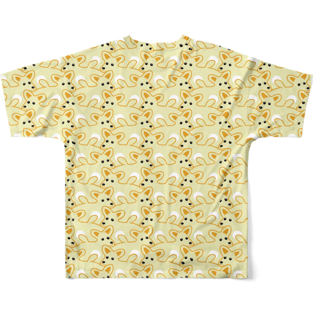 みかんの楽しい犬の模様２（黄） All-Over Print T-Shirt :back