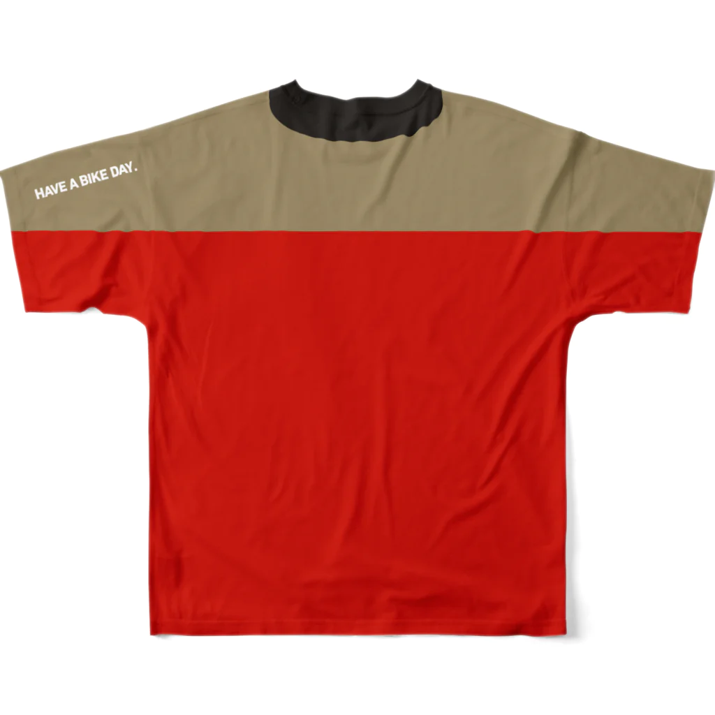 HAVE A BIKE DAY. ＠ SUZURIのHABDmoto(tan/red) フルグラフィックTシャツの背面
