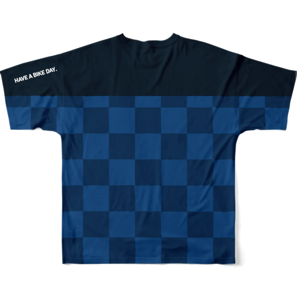 HAVE A BIKE DAY. ＠ SUZURIのHABDmoto(navy/blue) フルグラフィックTシャツの背面