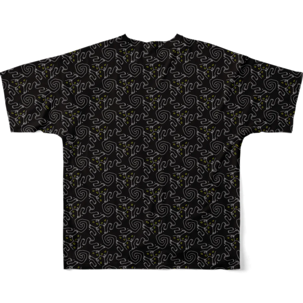 みかんの黒猫パンチ All-Over Print T-Shirt :back