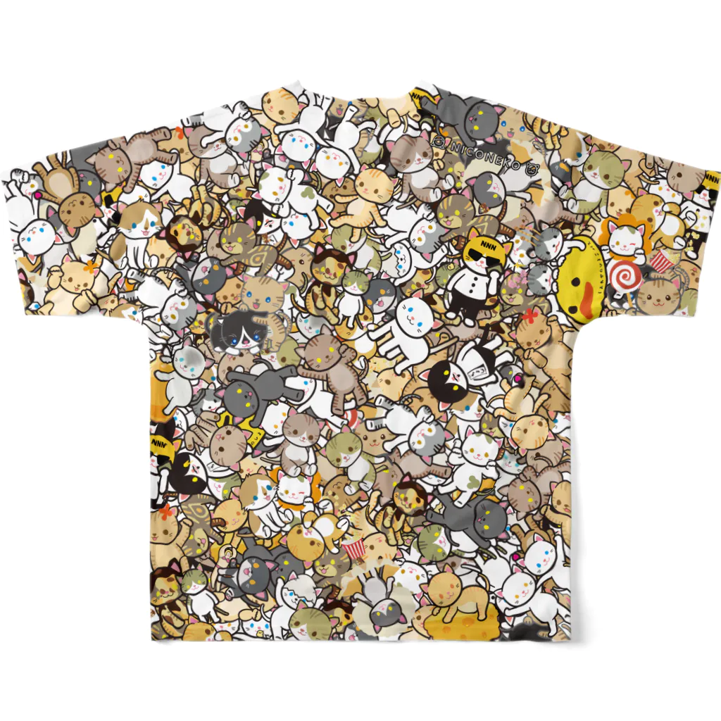 にこねこ【保護猫の保育園】の猫まみれフルグラフィックTシャツ All-Over Print T-Shirt :back